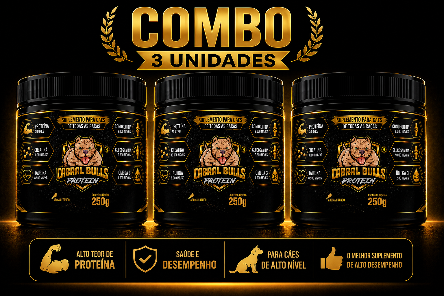 Combo 3 unidades Cabral Bulls Protein