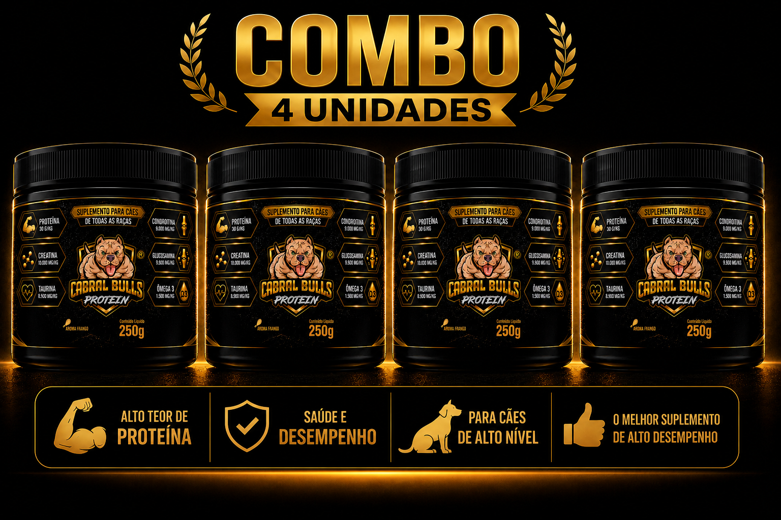 Combo 4 unidades Cabral Bulls Protein